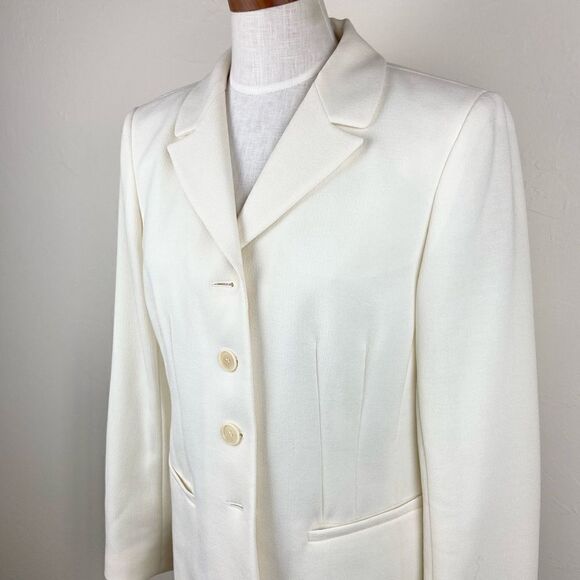 Lafayette 148 Virgin Wool Blazer Jacket - Ivory - Picture 2 of 6